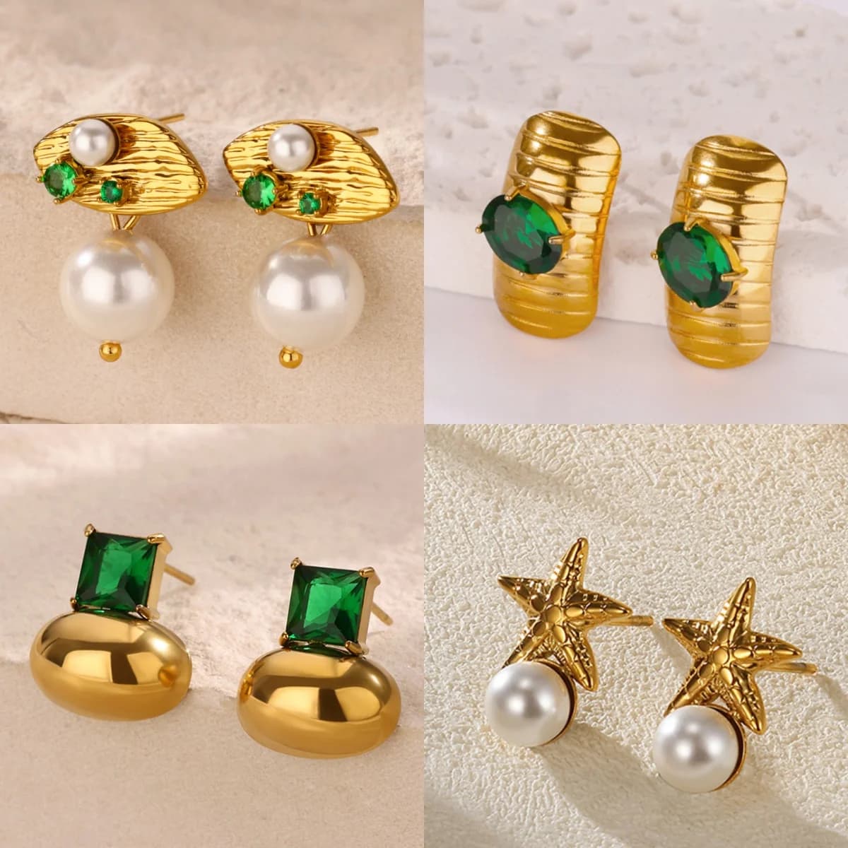 Orecchini da donna classici in acciaio inossidabile Suqare, design placcato oro 18 carati, regalo di gioielli per le vacanze, spedizione gratuita
