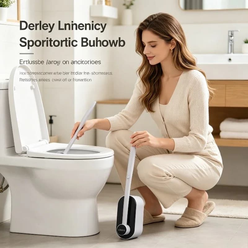 Disposable Toilet Brush Set for Household Bathroom - Long Handle Cleaning Brush with No Dead Ends And Replaceable Heads