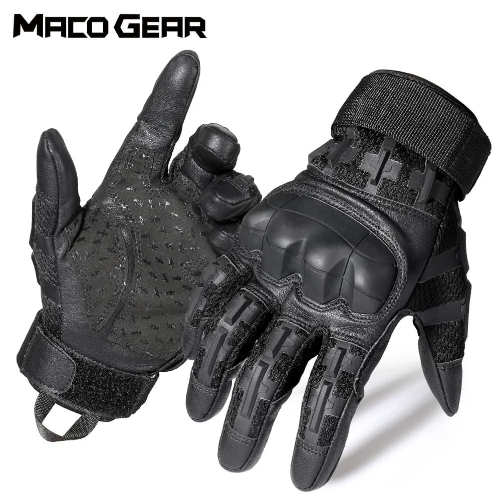 Guanti da ciclismo touch screen Pelle PU Sport all'aria aperta Bicicletta Escursionismo Campeggio Caccia Combattimento Moto Equipaggiamento protettivo antiscivolo