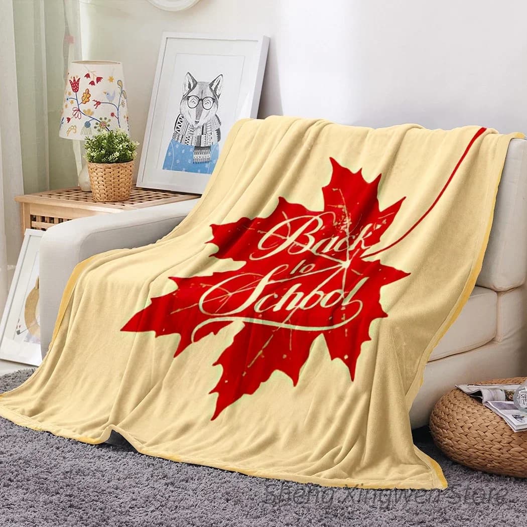 Coperta in Flanella con Foglie d'Acero Autunnali, Morbida e Calda, Decorazione per Divano e Letto, Foglie d'Acero in Spiaggia, Regali di Halloween