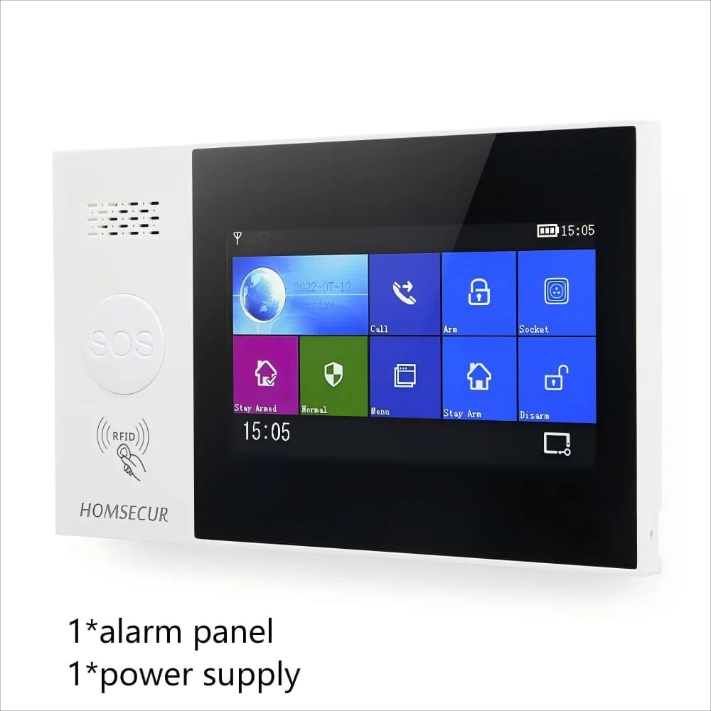 HOMSECUR Wireless WIFI 4G 2G RFID SMS Pannello di allarme antifurto con composizione automatica Touch screen PG107