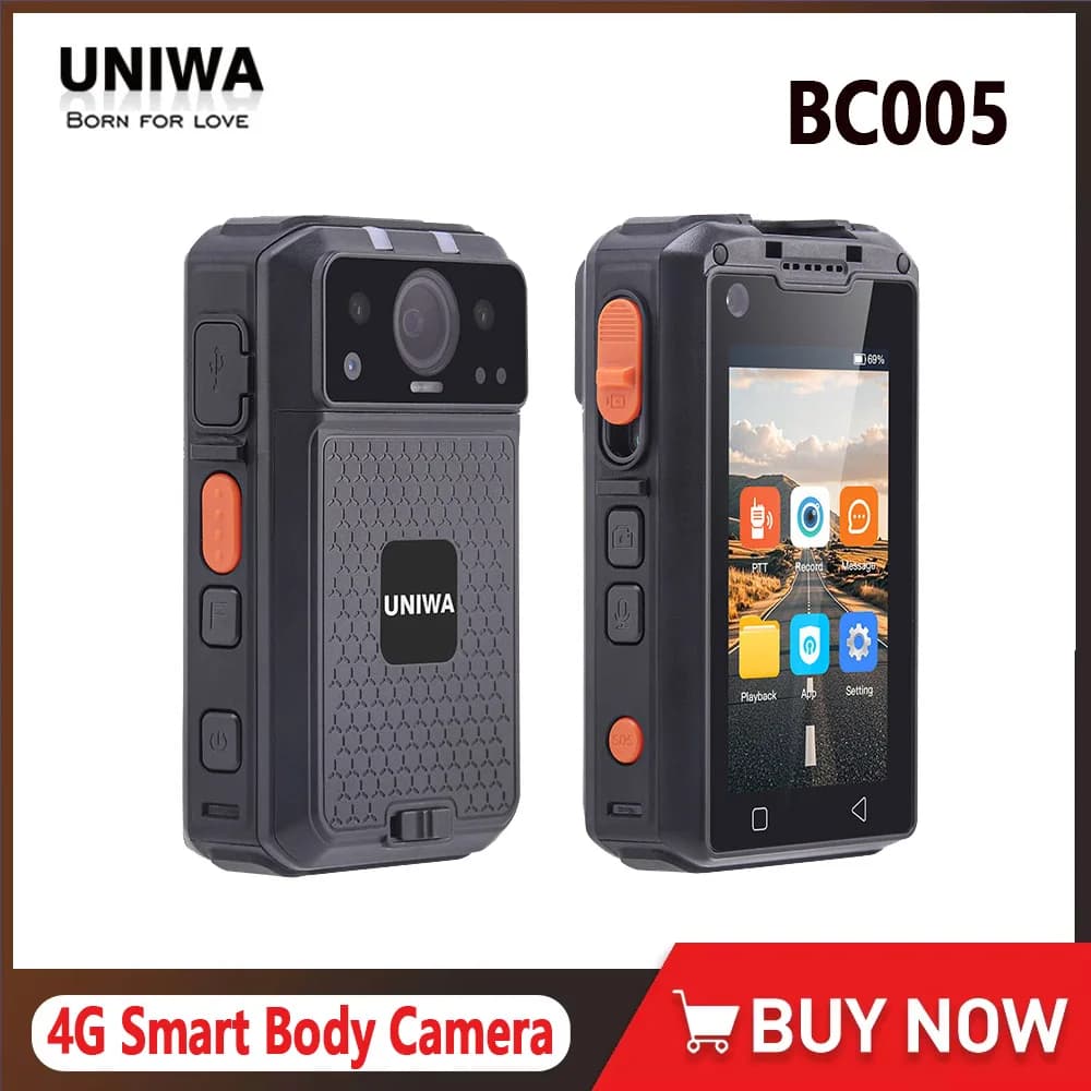 UNIWA BC005 3" IPS Touch Screen Body Camera， Android 12 IP67 1440P 64MP 10M IR Night Vision， Helio G85 PTT NFC Hot-Swap Battery