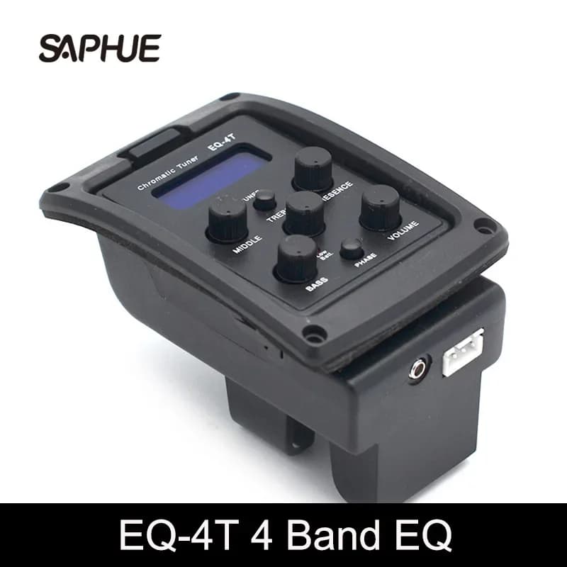 EQ-4T Amplificatore preamplificatore professionale per chitarra acustica a 4 bande con pick-up in uscita da 6,5 mm e sintonizzatore LCD