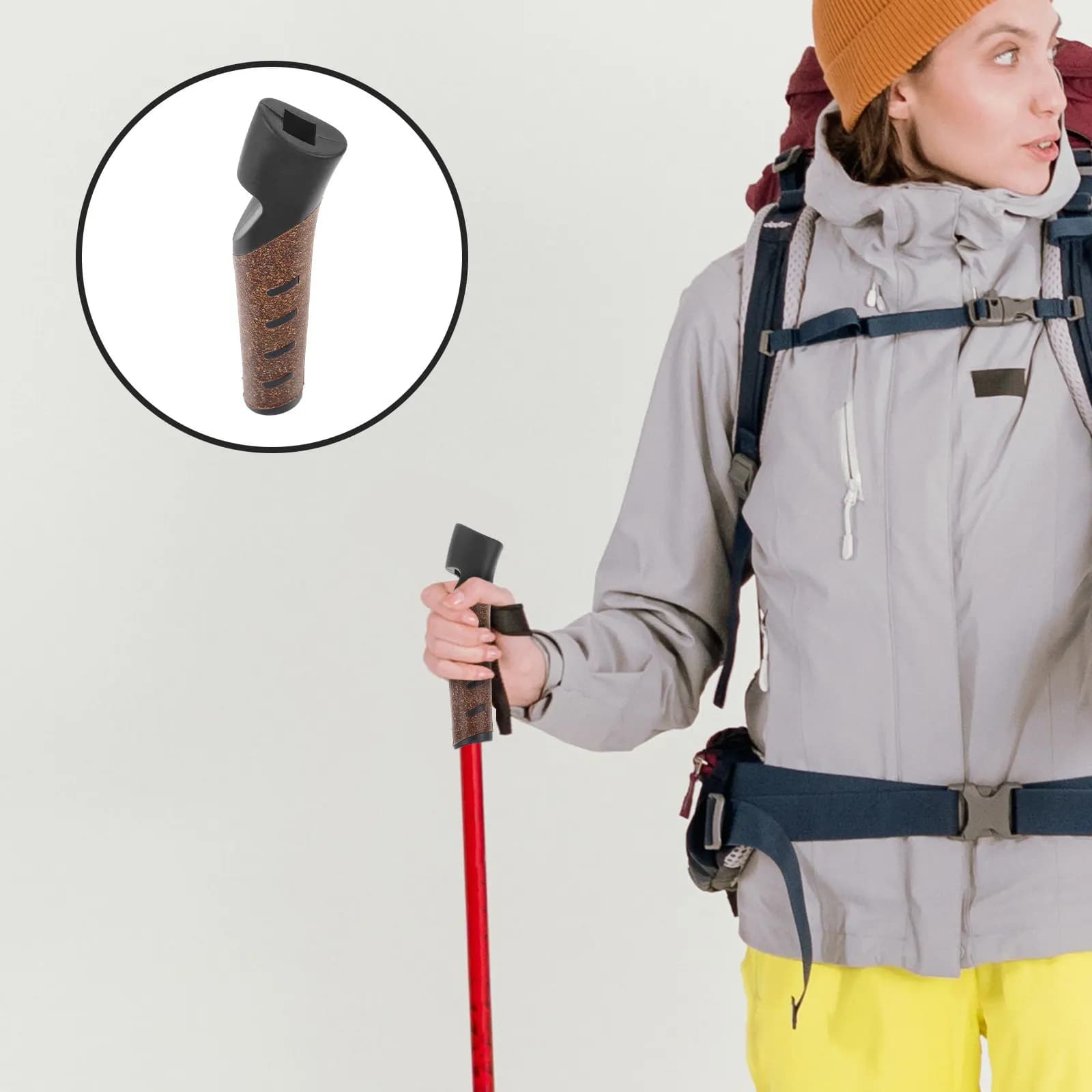 Impugnatura in Legno per Bastone da Trekking, Ricambio per Bastoni da Escursionismo e Montagna, Accessori per Camminata all'Aperto