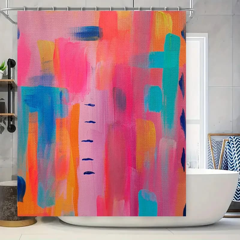 Set di tende da doccia colorate luminose dal design moderno per l'arredamento del bagno Tessuto in poliestere dai colori rosso, rosa, blu, arancione, giallo con
