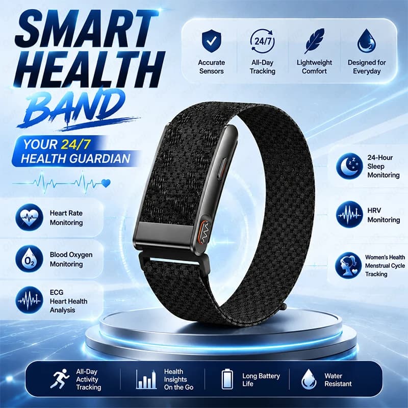 Screenless Smart Watch Health Bracelet ECG Heart Rate Blood Oxygen Sleep Tracking Ultra Light Fitness Band for Men Women New2026