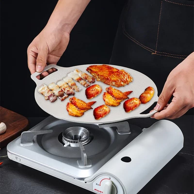 Anti-stick camping pan round pan Picnic barbecue outdoor grill pan pancake pan cooking utensils