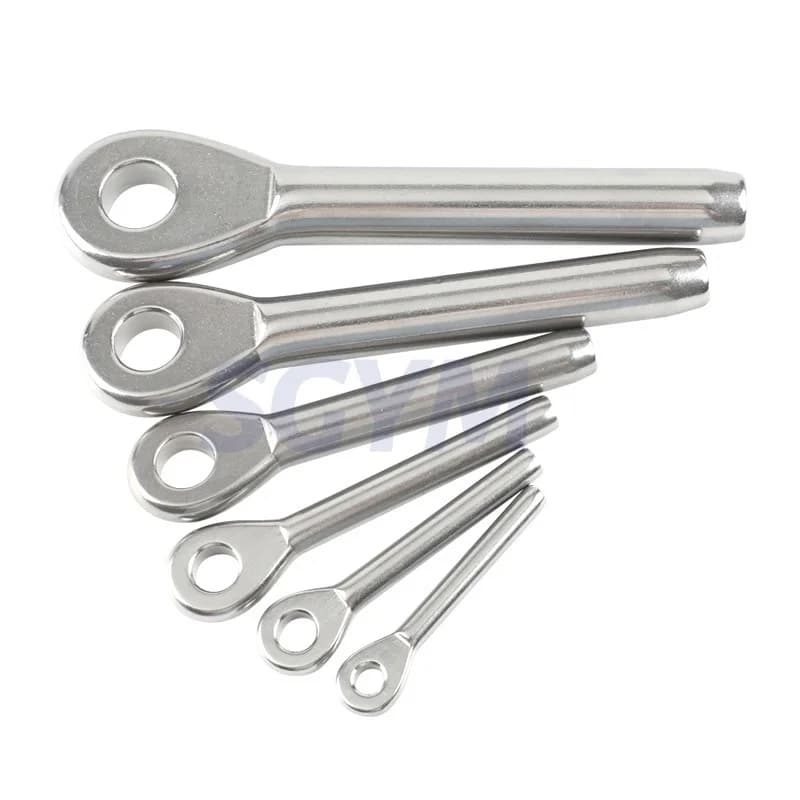 12 pz Swage Eye Terminal T316 Raccordo per fune metallica in acciaio inossidabile per 2/3/4/5/6mm Cavo Assemblie Tenditore Hardware marino