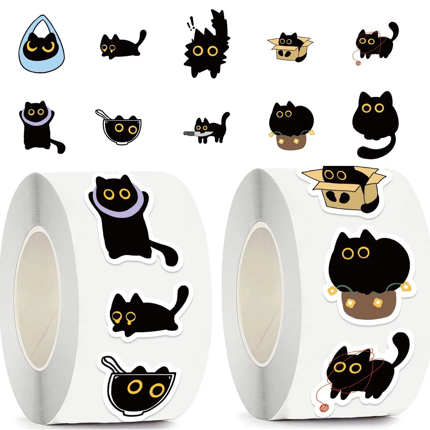 2025 Collection of black cat stickers 100-500 pieces for phone case guitar notebook scrapbook supplies of Halloween decorative stationery