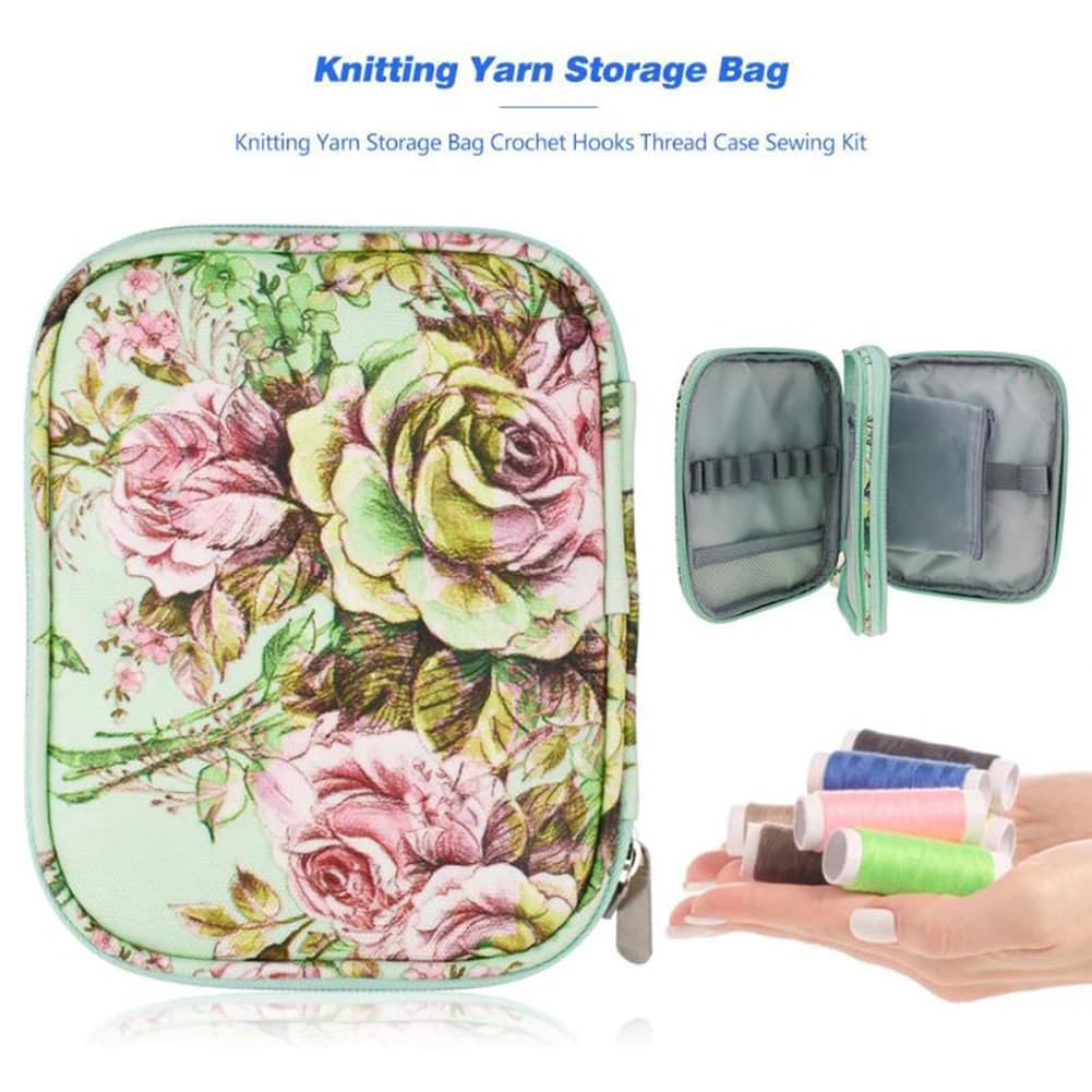 Hand Knitting Tool Storage Bag Multipurpose Nylon Large Capacity Crochet Hook Storage Bag for Home Travel Knitting Tool Bag