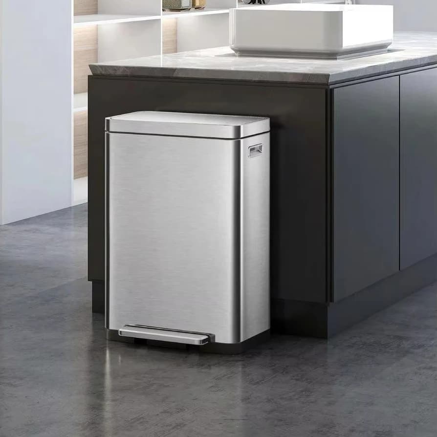 Cestino per rifiuti con sensore in acciaio inossidabile per cucina e bagno domestici, con funzione di raccolta rifiuti e riciclo in plastica