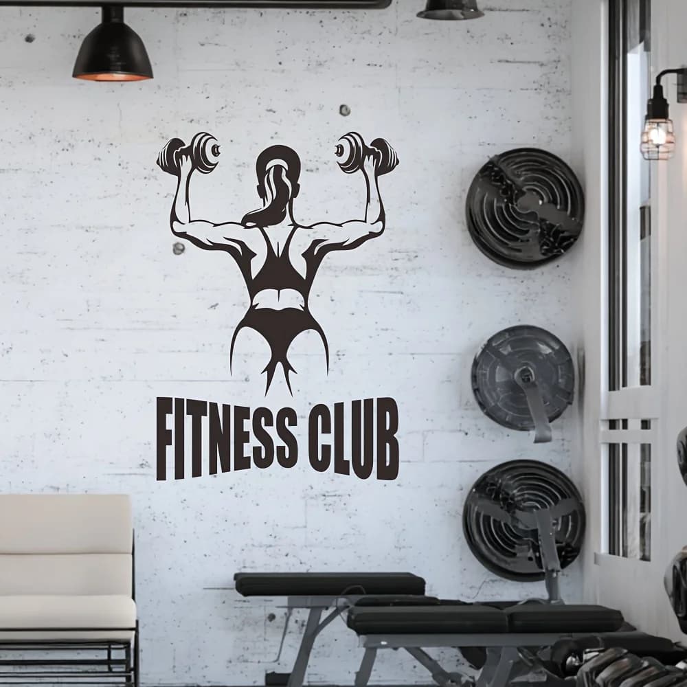 1PC Silhouettes of Women with Dumbbells And Back Muscles Sticker Waterproof Vinyl Wallpaper Home Decor Wall Decal