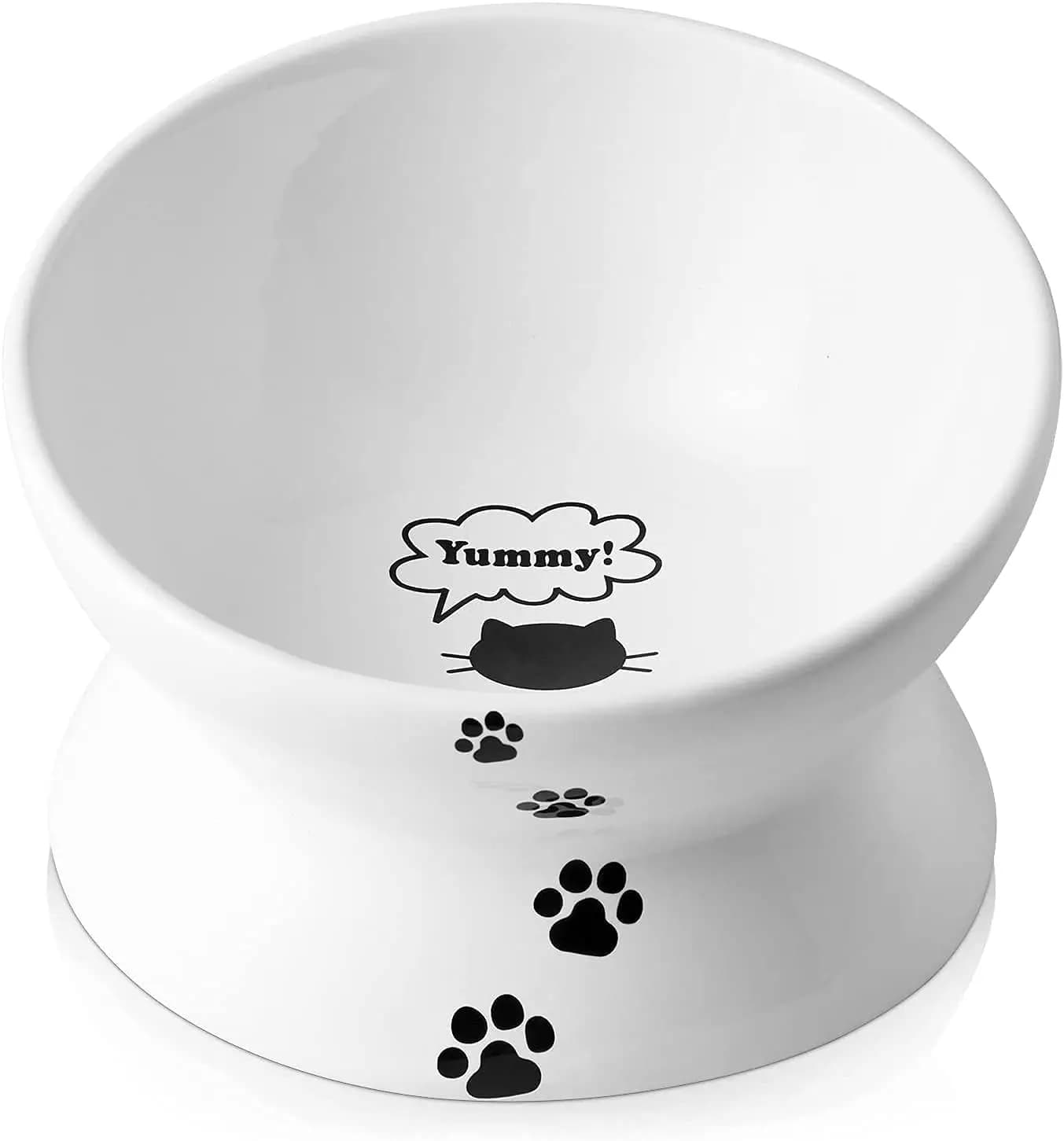 Cat Bowl Anti Vomiting, Raised Food Bowls, Tilted Elevated Bowl, Ceramic Pet Food Bowl for Flat Faced Cats, Small Dogs, Protect