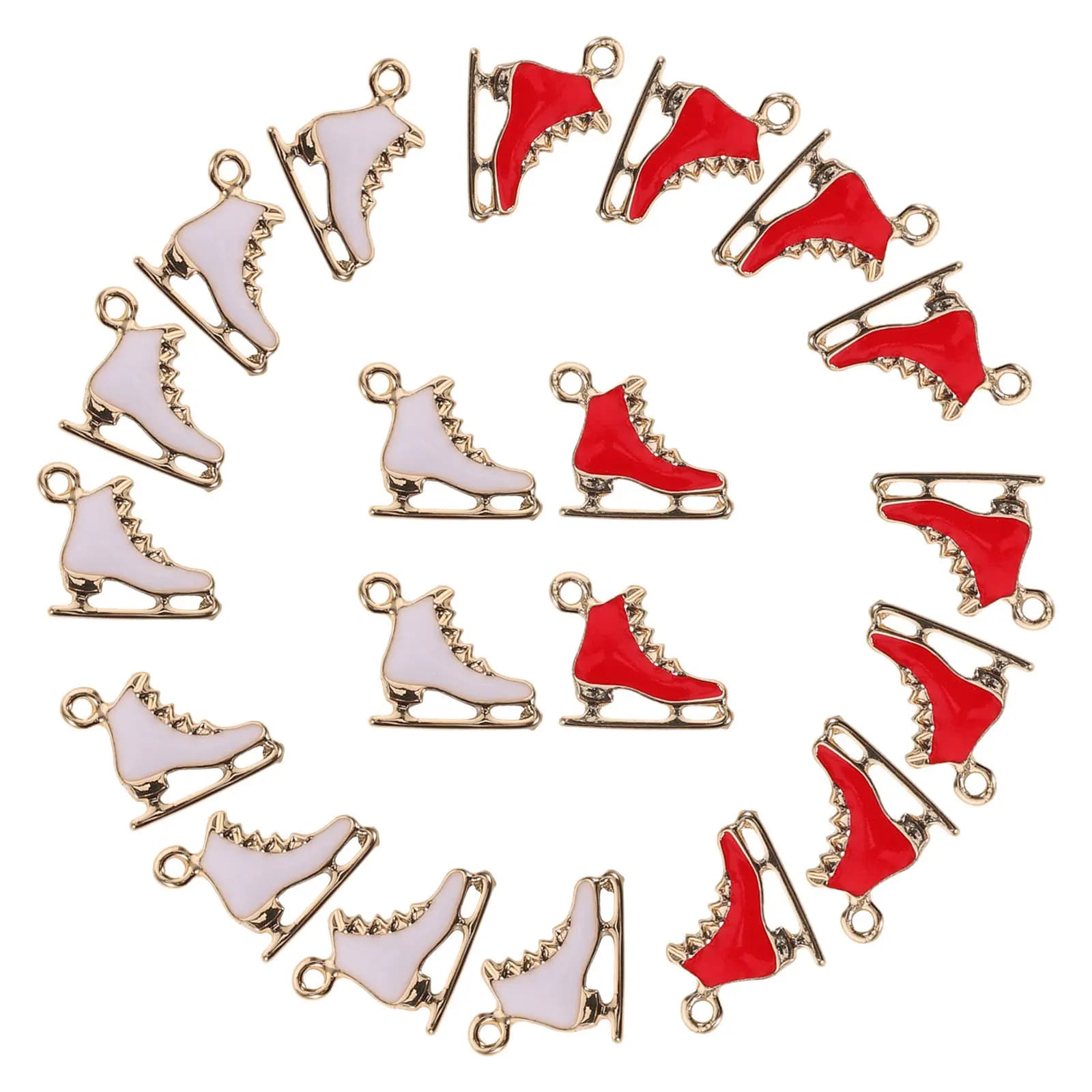 20 Pezzi Ciondoli Pattini da Ghiaccio Rossi e Bianchi - Pendenti a Forma di Pattini per Braccialetti, Collane, Forniture Artigianali, Bomboniere, Ciondoli Sportivi