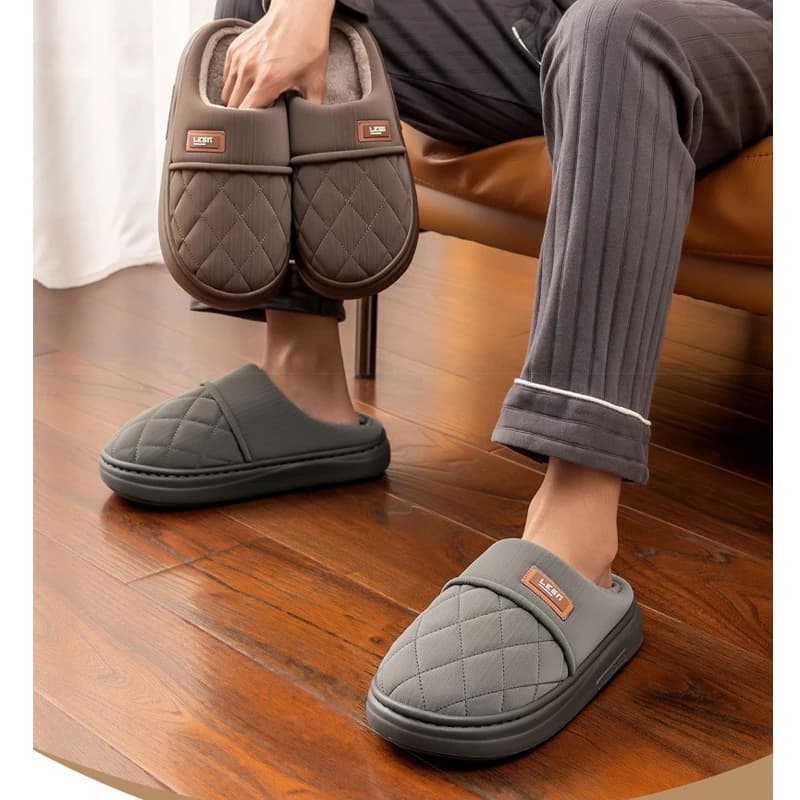 Winter Warm Slipper Women Men Male Home House Fuzzy Shoes Flat Plush Indoor Floor Non Slip Female Hairy Pu Leather Bedroom