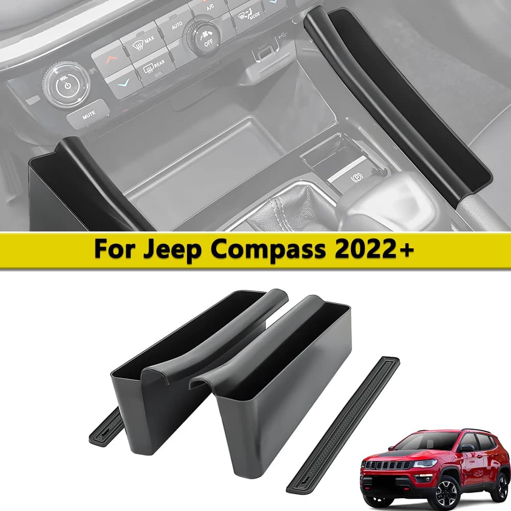 Organizer per Console Centrale e Vano Portaoggetti Laterale del Cambio per Jeep Compass 2022-2024 2025, Accessori Interni Auto in ABS