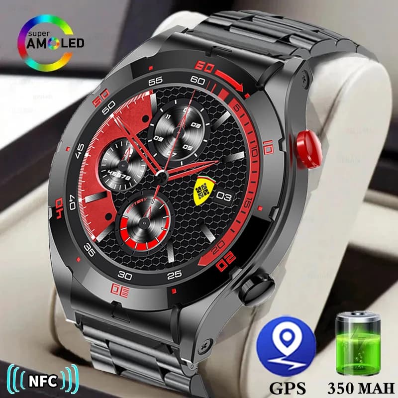 GEJIAN 2026 Nuovo Smartwatch per Uomo, AMOLED 1.43 pollici, NFC, Monitoraggio Frequenza Cardiaca, Chiamate Bluetooth, GPS, Traiettoria, Smartwatch da Donna