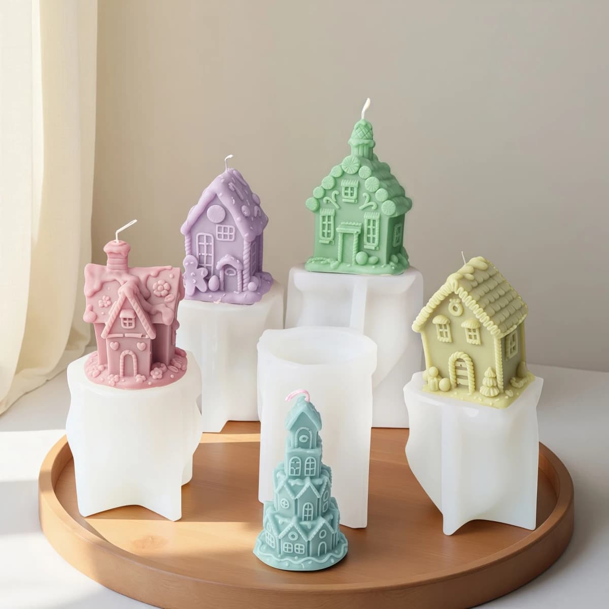 3D Silicone Print for Christmas Shaped Candles, Fai-da-Te Creative Stamp for Wooden Cabin, Aromatherapy and Gesso Stamp, Home Decoration, Gift Tool