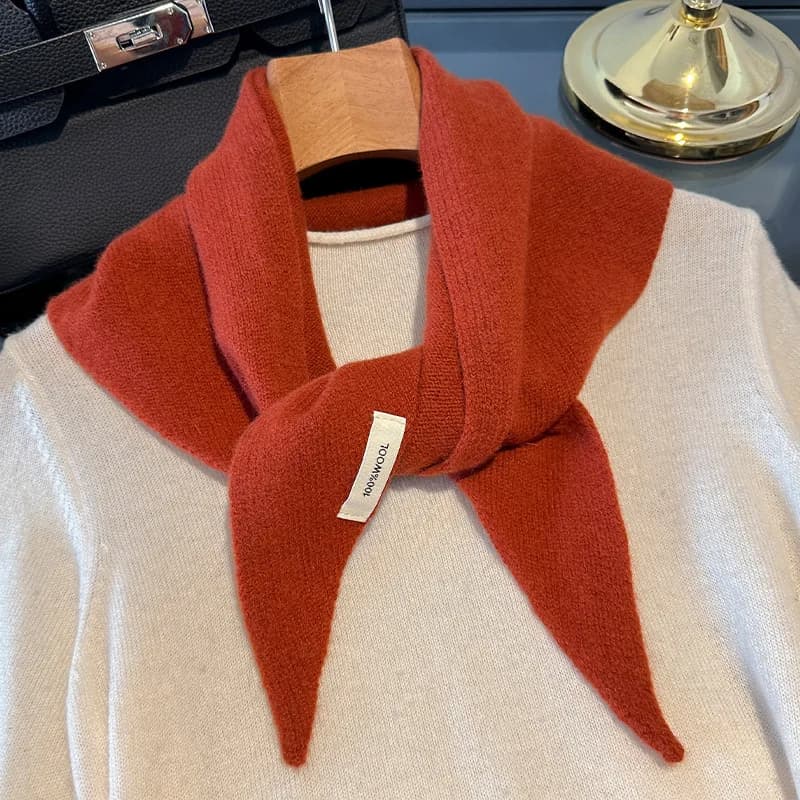Sciarpa triangolare lavorata a maglia stile coreano 100% lana Donna Inverno Caldo Foulard Scialle Fazzoletto da collo multifunzionale