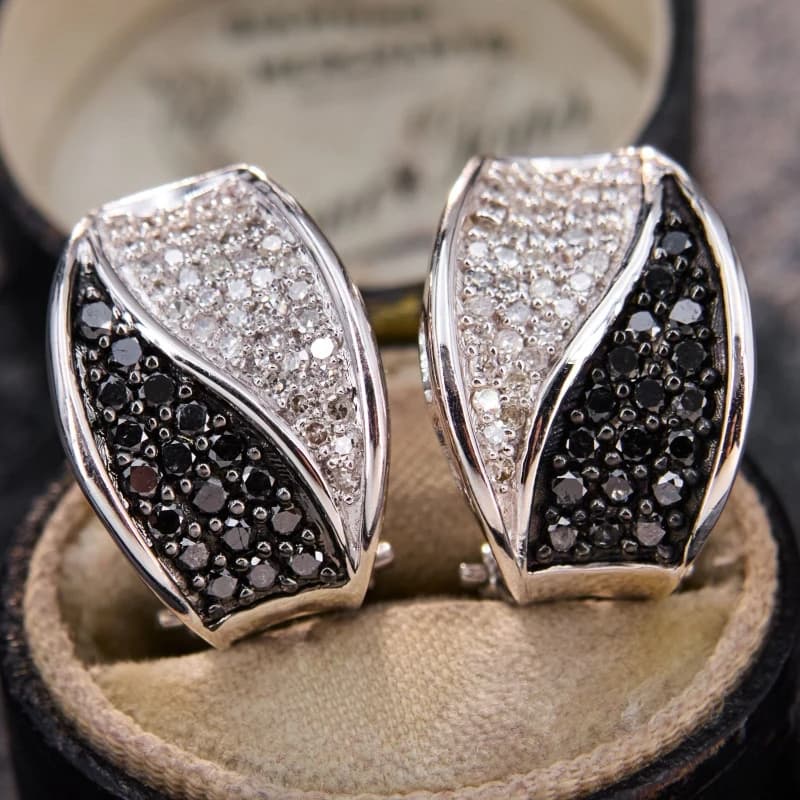 Orecchini pendenti con zirconi intarsiati di colore bianco e nero scintillante, regali di gioielli da banchetto di lusso leggero alla moda da donna
