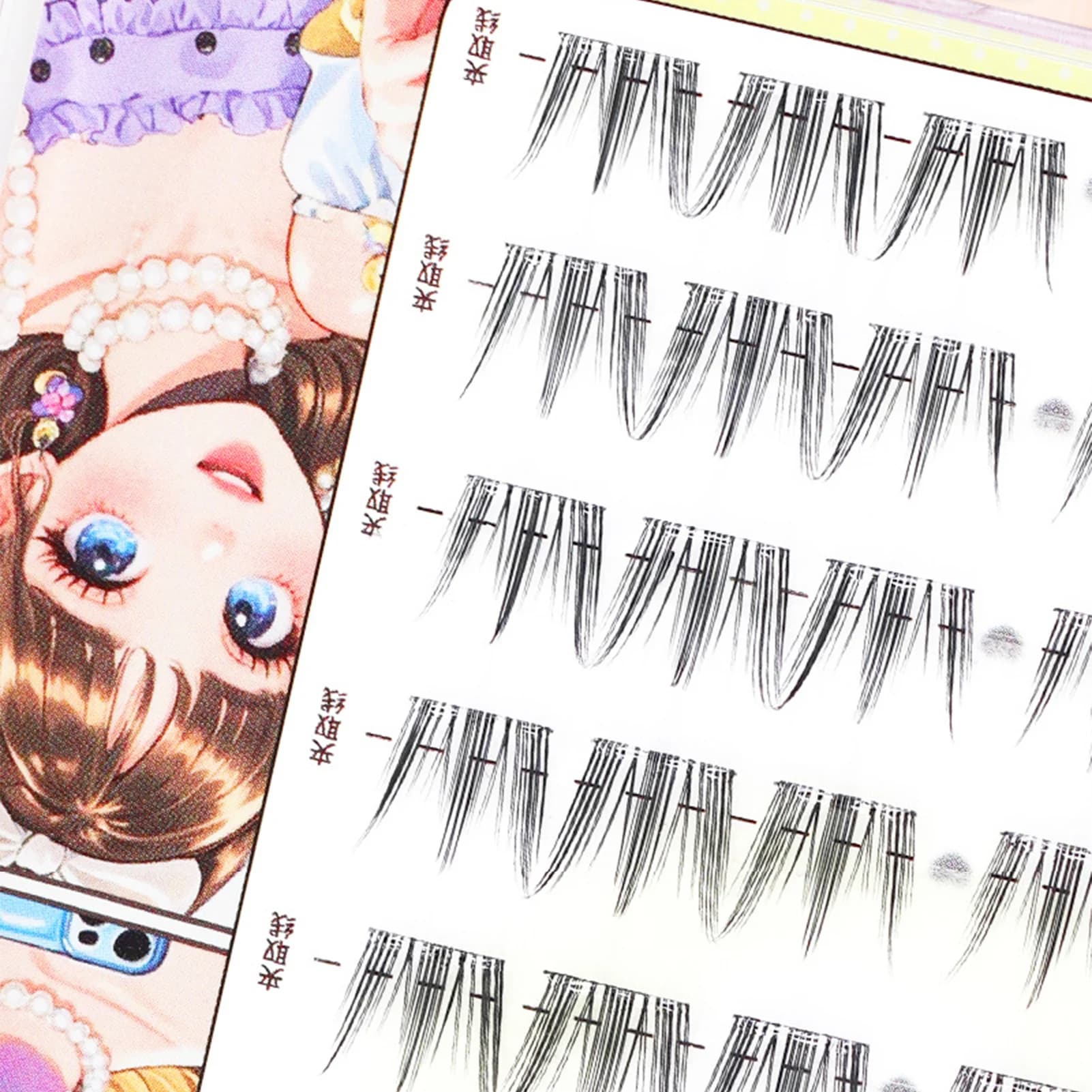 Fake Top 10 Collarless File, Manga Style, Natural Hike Wispy Effect for Korean Women, Extension Eyelashes Singingles, Makeup Tools