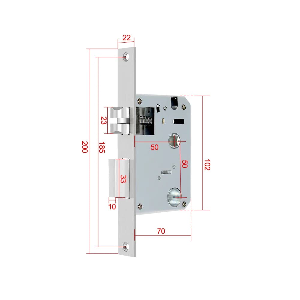 5050 Striscia laterale del corpo della serratura da infilare da 160 mm-240 mm Serratura intelligente per porta in alluminio