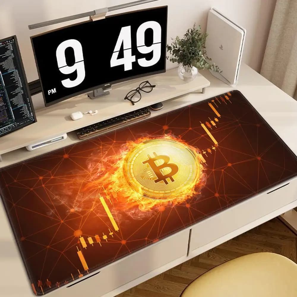 Tappetino per mouse nero con logo Bitcoin XXL, tappetino da scrivania grande per computer, 40x90 cm, tappetino per tastiera da gioco, tappetino per mouse, tappeto lavabile antiscivolo per ufficio