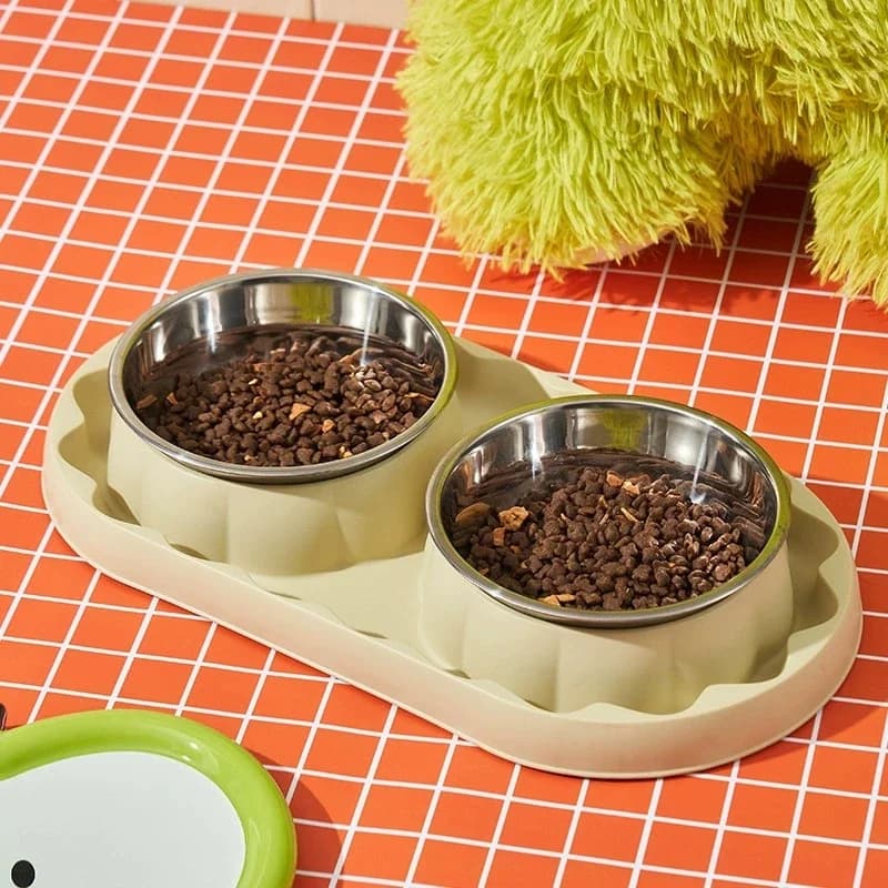 1pc Pet Stainless Steel Slow Food Double Bowl Leak Proof Food for Dogs, Anti Choking and Anti Overturning Cat Bowl Pet Bowl