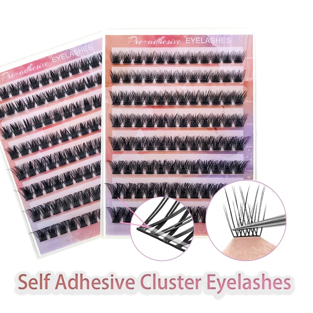 FAI DA TE 96 pcs Self-adhesive Eyelash Blend Length No glue Needed Eyelash Individual 10-16 MM Without Collar Finte Makeup