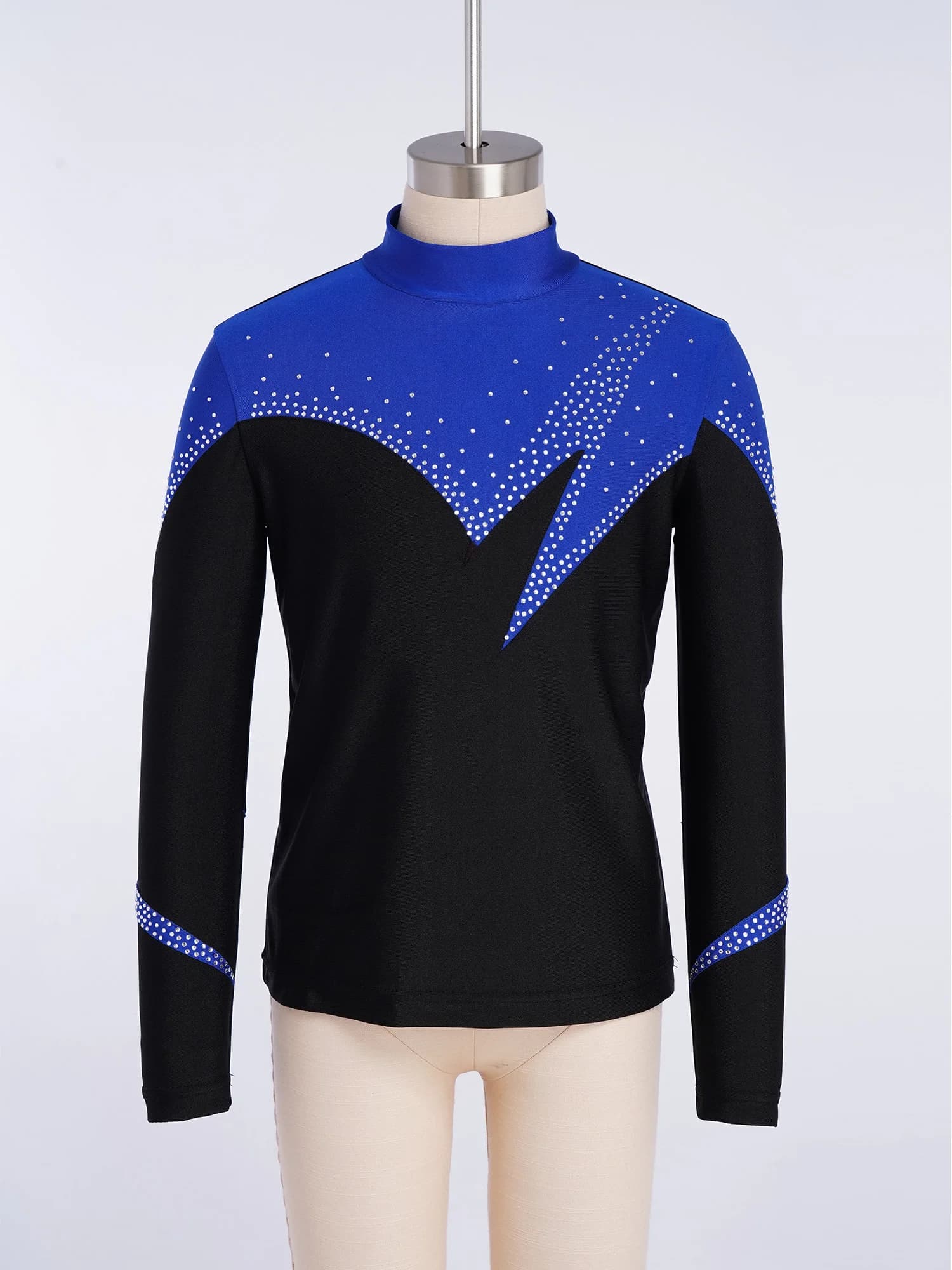 Completo da Pattinaggio Artistico per Bambini con Strass Lucidi, Maglietta a Maniche Lunghe con Strass e Pantaloni per Costume da Ginnastica