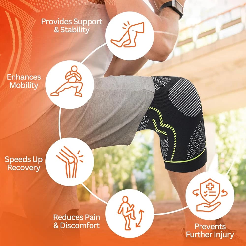 2 fasce di supporto per ginocchio - Alta compressione per artrite, ginocchiera stabilizzante per corsa, sport - Leggere e traspiranti