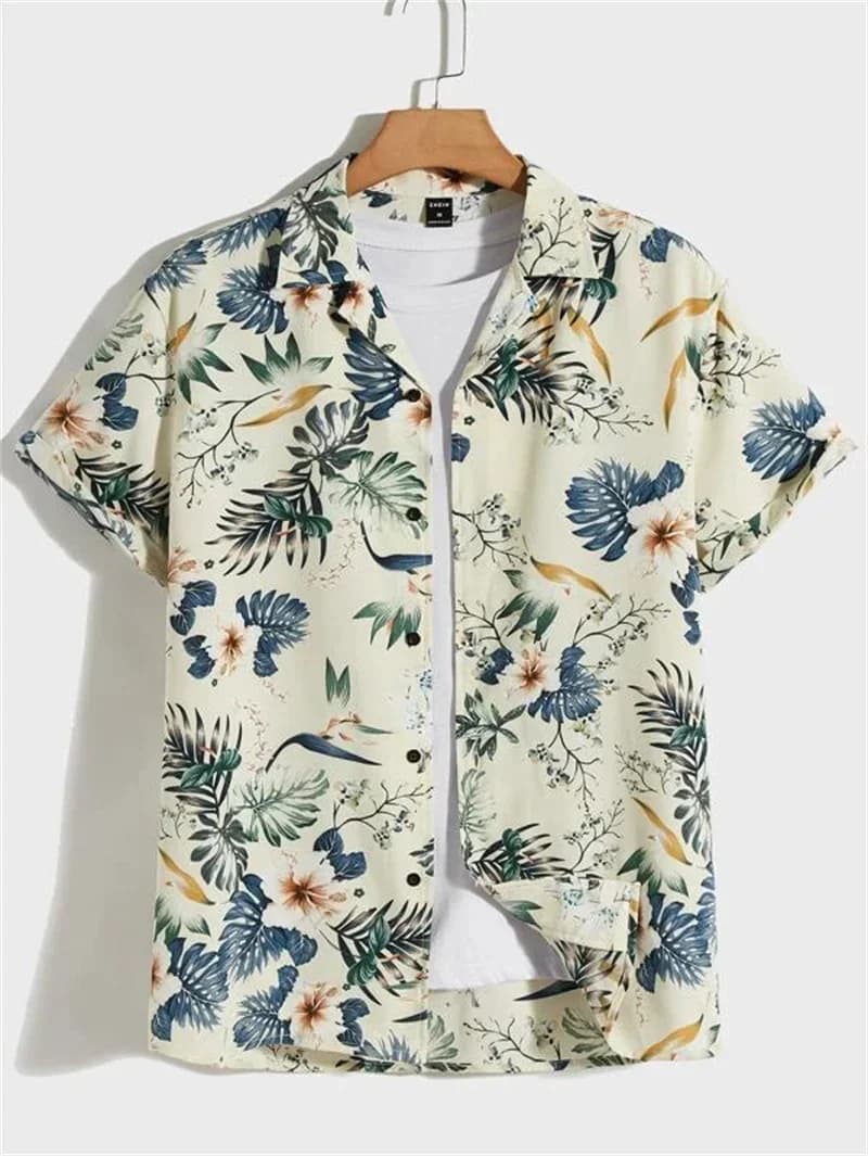 Camicie con Colletto Cubano Stampate in 3D per Uomo, Elementi Vintage Estivi, Camicia Hawaiana da Spiaggia, Abbigliamento Maschile, Top Largo per Esterni e Street Style