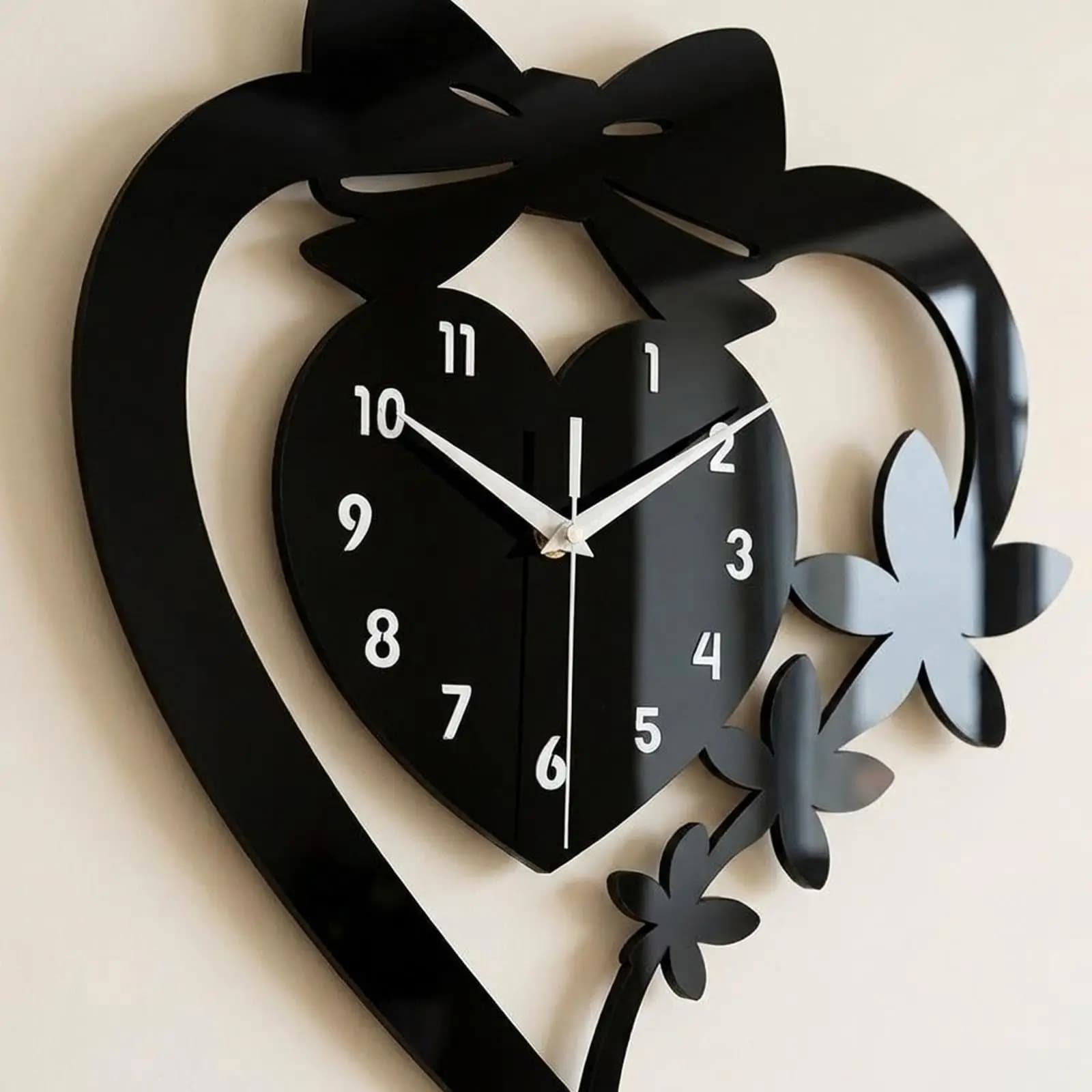 Orologio da Parete Silenzioso a Forma di Cuore in Acrilico, Decorazione Artistica di Lusso per Ufficio, Regalo di Nozze, Camera da Letto, Soggiorno