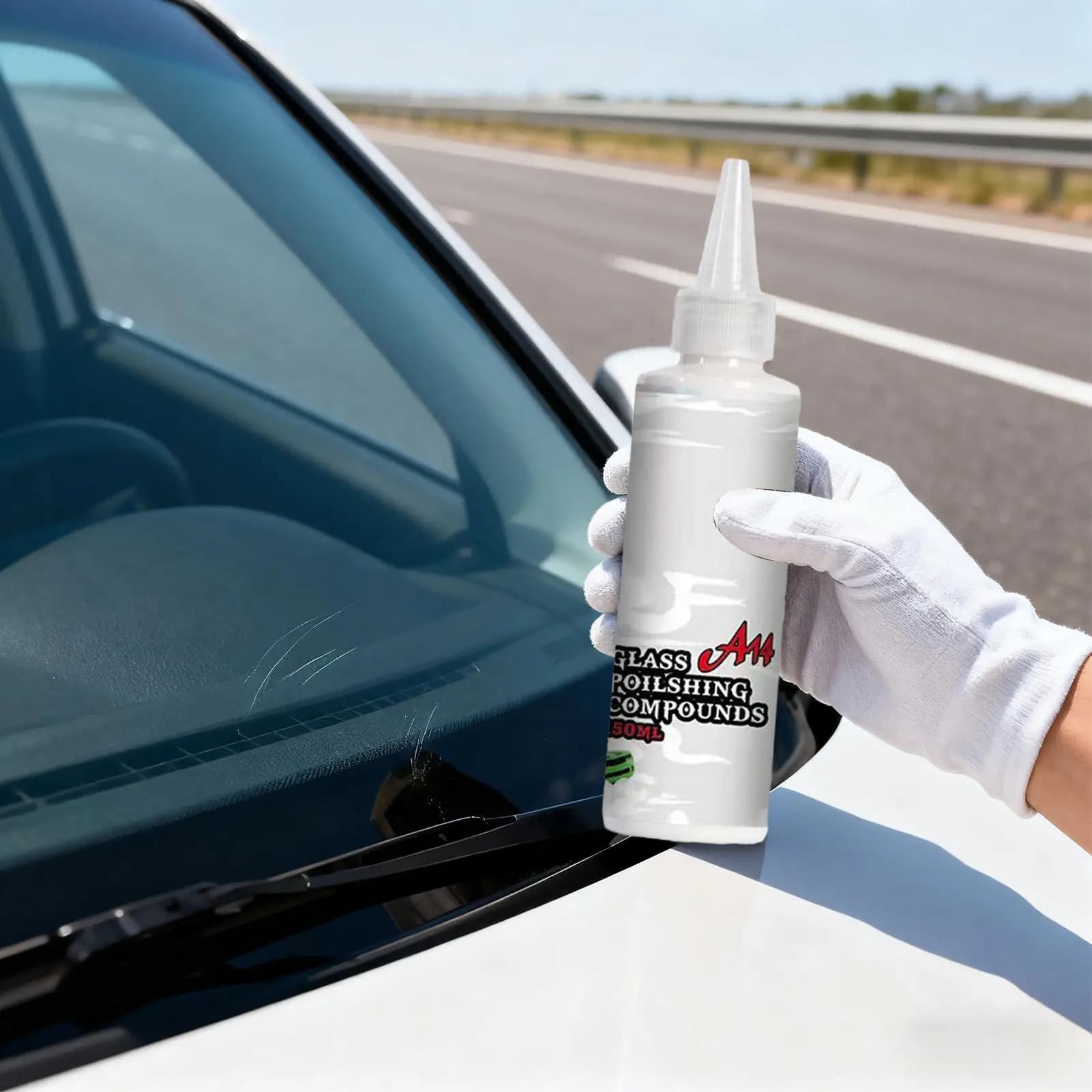 Detergente per Vetri Auto 150ml, Sgrassatore Lucidante per Rimozione Pellicola Oleosa, per Auto, Moto e Specchietti Interni