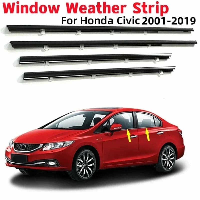 4 pezzi finestra auto striscia meteorologica striscia di pressione impermeabile finestrino strisce di tenuta per Honda Civic 2001-2019