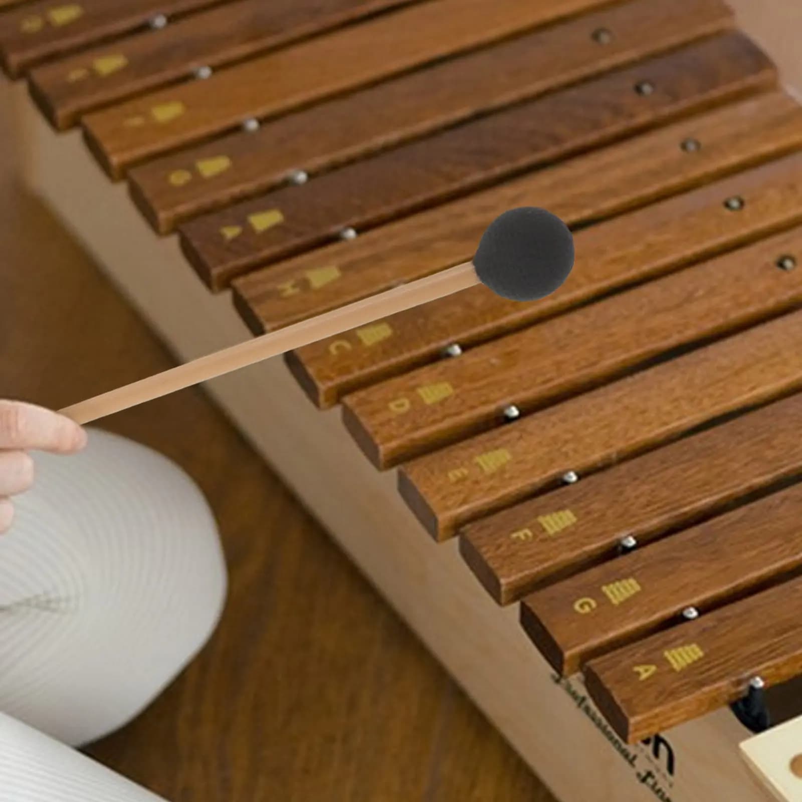 1 Paio di Bacchette per Percussioni con Manico in Plastica, Mazze Morbide in Filato per Xilofono, Marimba, Glockenspiel, Bacchette Eteriche per Strumenti Musicali