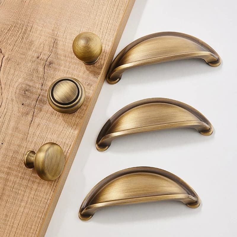 Maniglia per mobile da cucina in ottone massiccio, pomelli per mobili antichi, maniglie europee per ante e cassetti