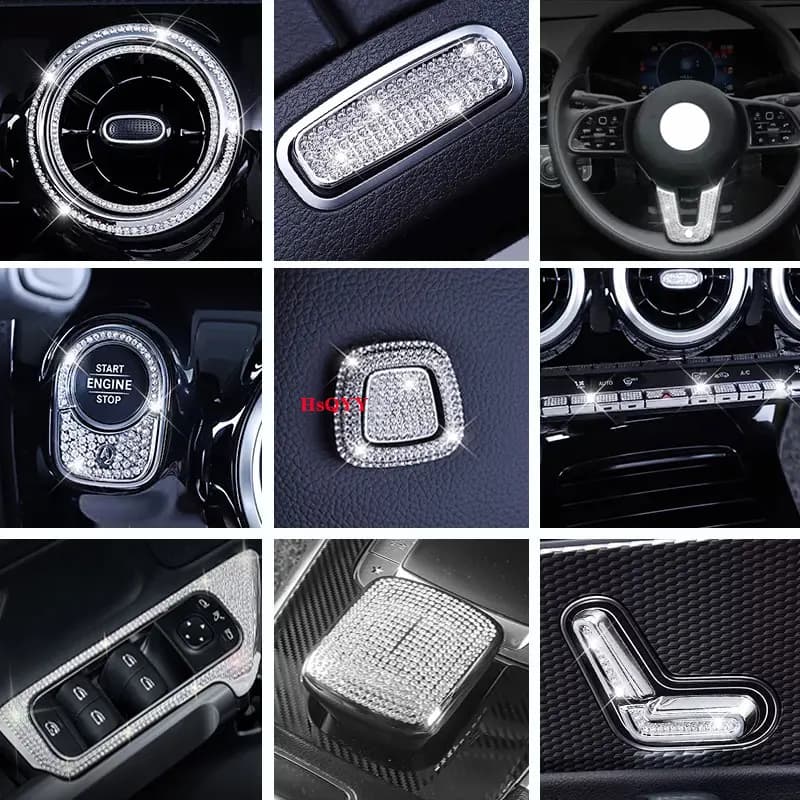 For Mercedes Benz GLA GLB B EQA EQB class X247 H247 Central Console Trim steering wheel Diamond Cover Interior Crystal