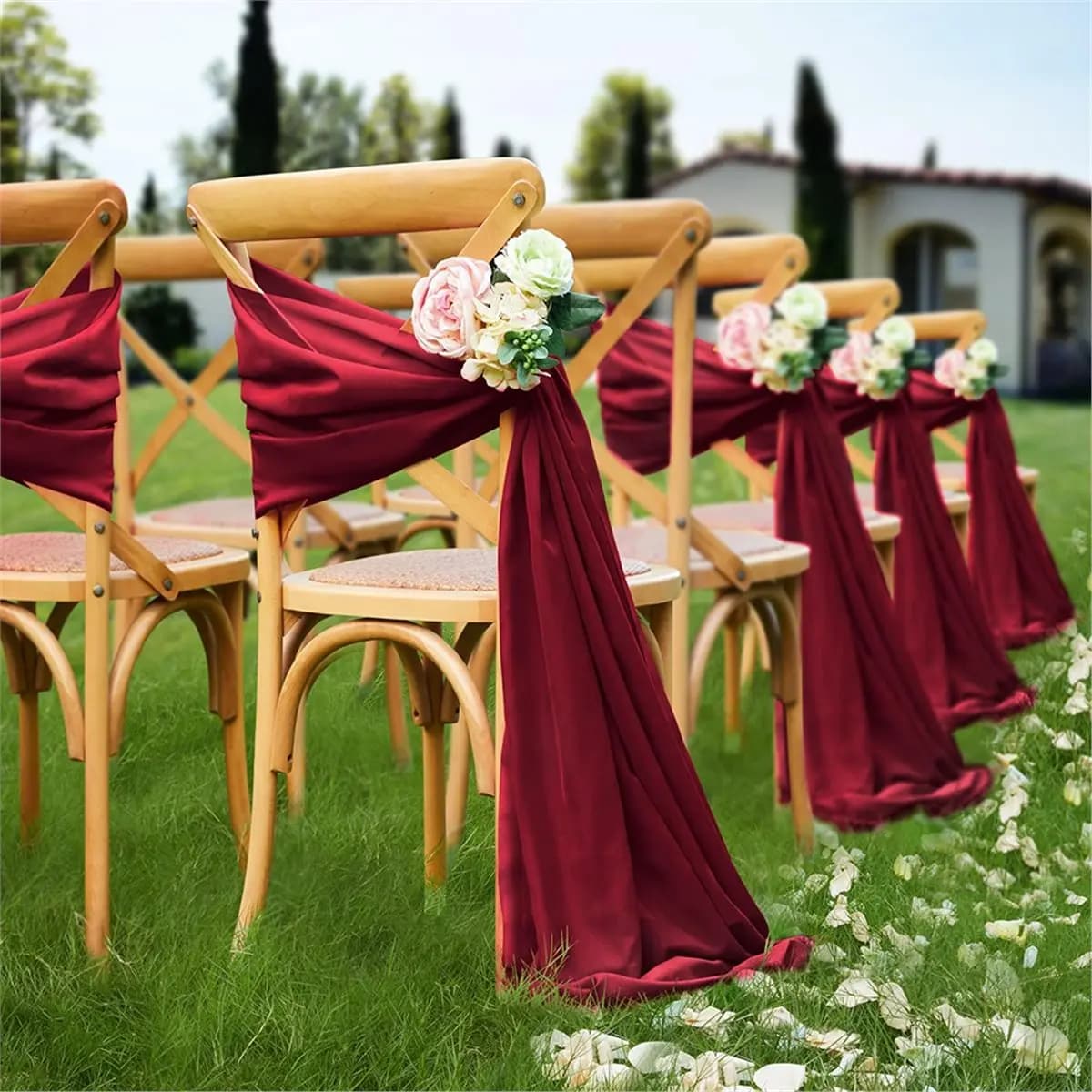 ABXY Wedding Arch Draping Fabric 29.5 Inch X 26.25Ft Sheer Curtain Drapes for Wedding Ceremony Wine Red