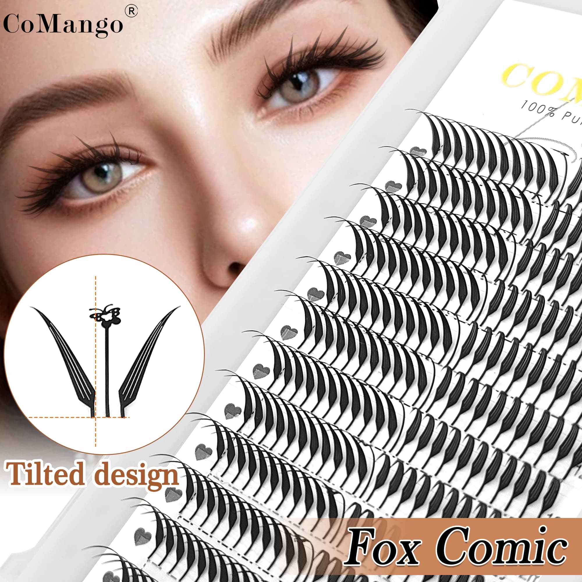 CoMango fox comic spire lashes forma di piuma fan premade extension ciglia russe volume idividuale ciglia finte