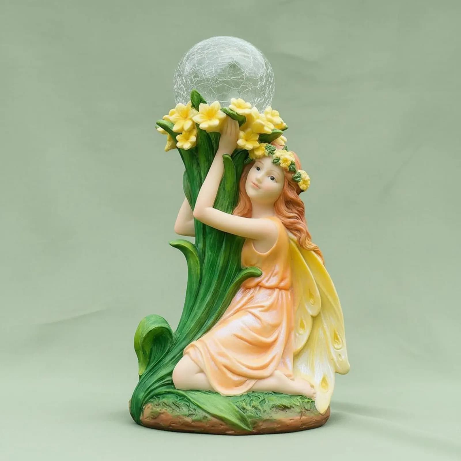 Statua di Fata Solare con Luce Calda, Decorazione da Giardino Impermeabile per Esterni e Patio