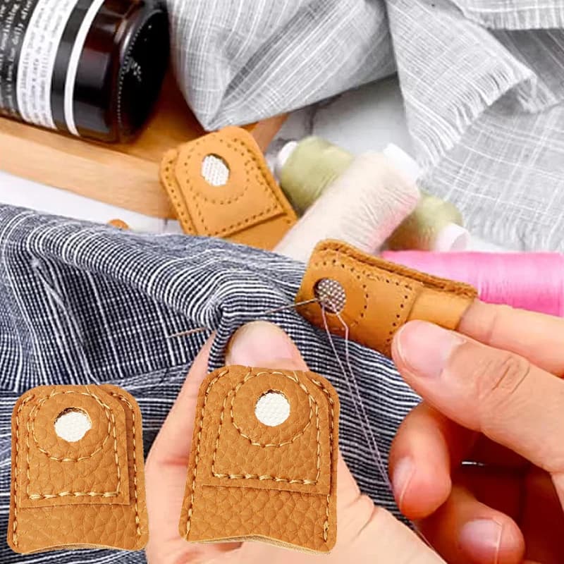 Ditali in pelle per cucito e patchwork, protezione per le dita, strumenti artigianali per la casa