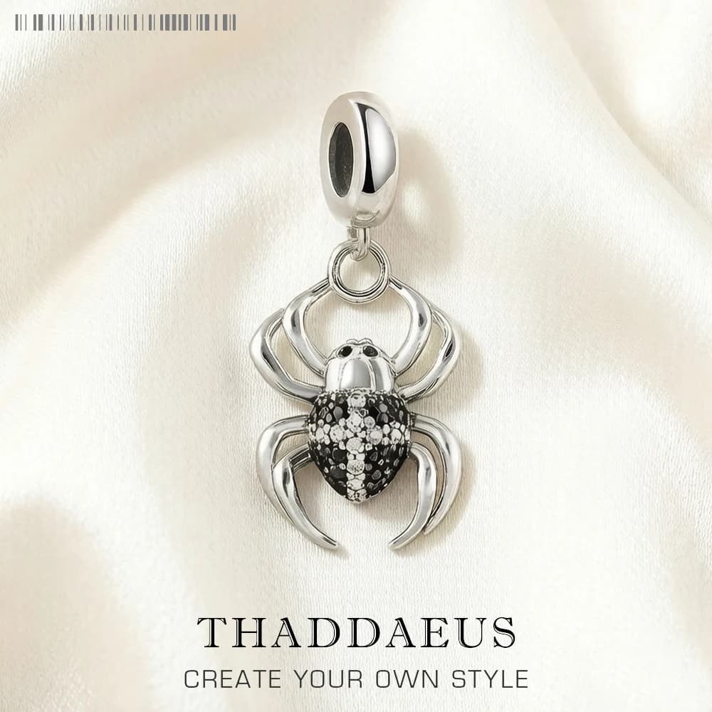 Spider Dangle Charm Pendant Nature High Quality 925 Sterling Silver Vintage Jewelry Gift For Women Men