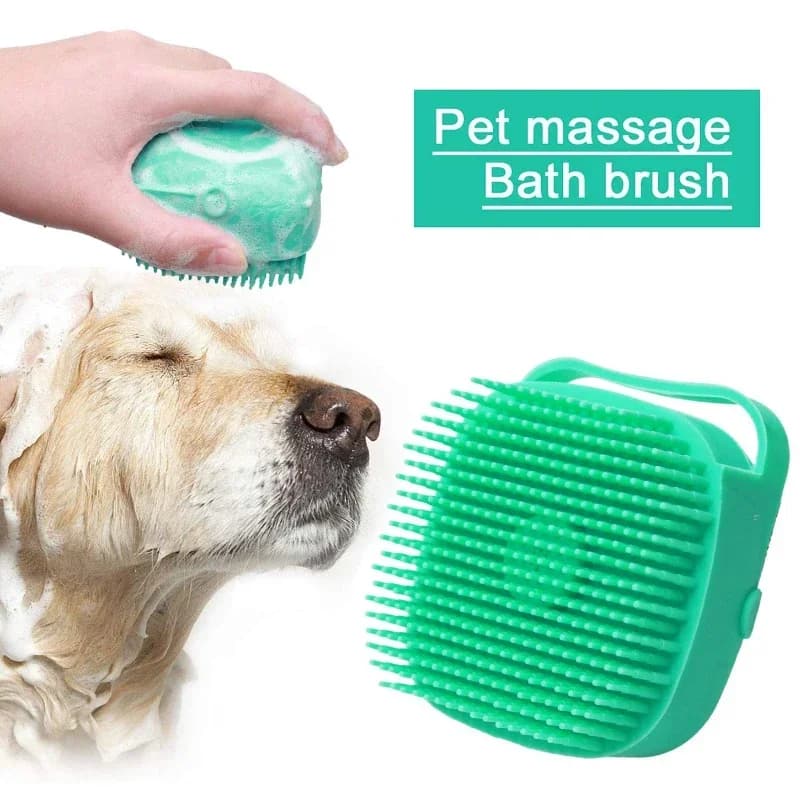 1/2Pcs spazzola per Shampoo per cani da compagnia 2.7oz 80ml pettine per massaggio per gatti Scrubber per toelettatura per il bagno capelli corti gomma siliconica morbida