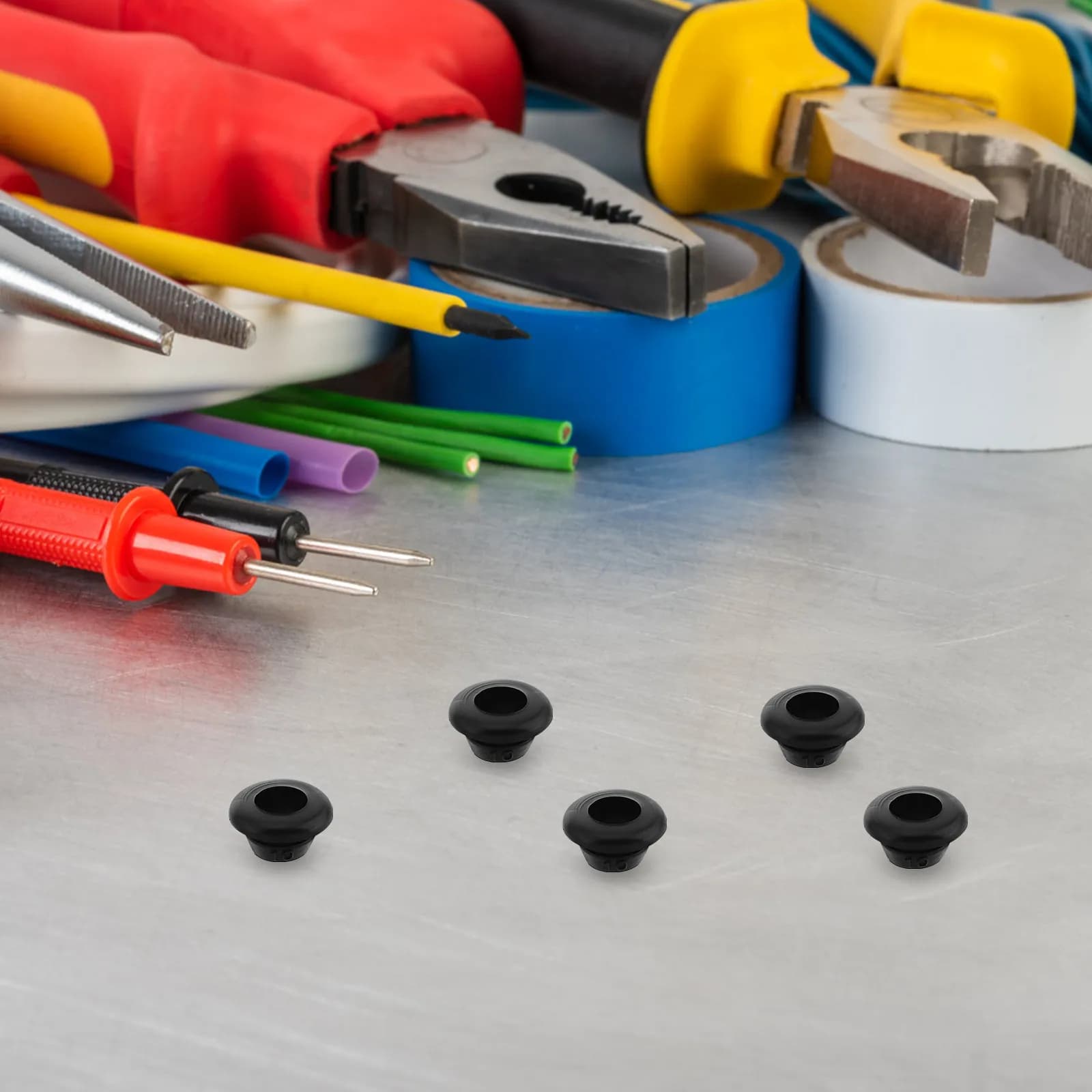 60Pcs Cable Hole Rubber Grommets Single Sided Quick Install Seal Ring for Electrical Box Wire Protector Cable Management Plug