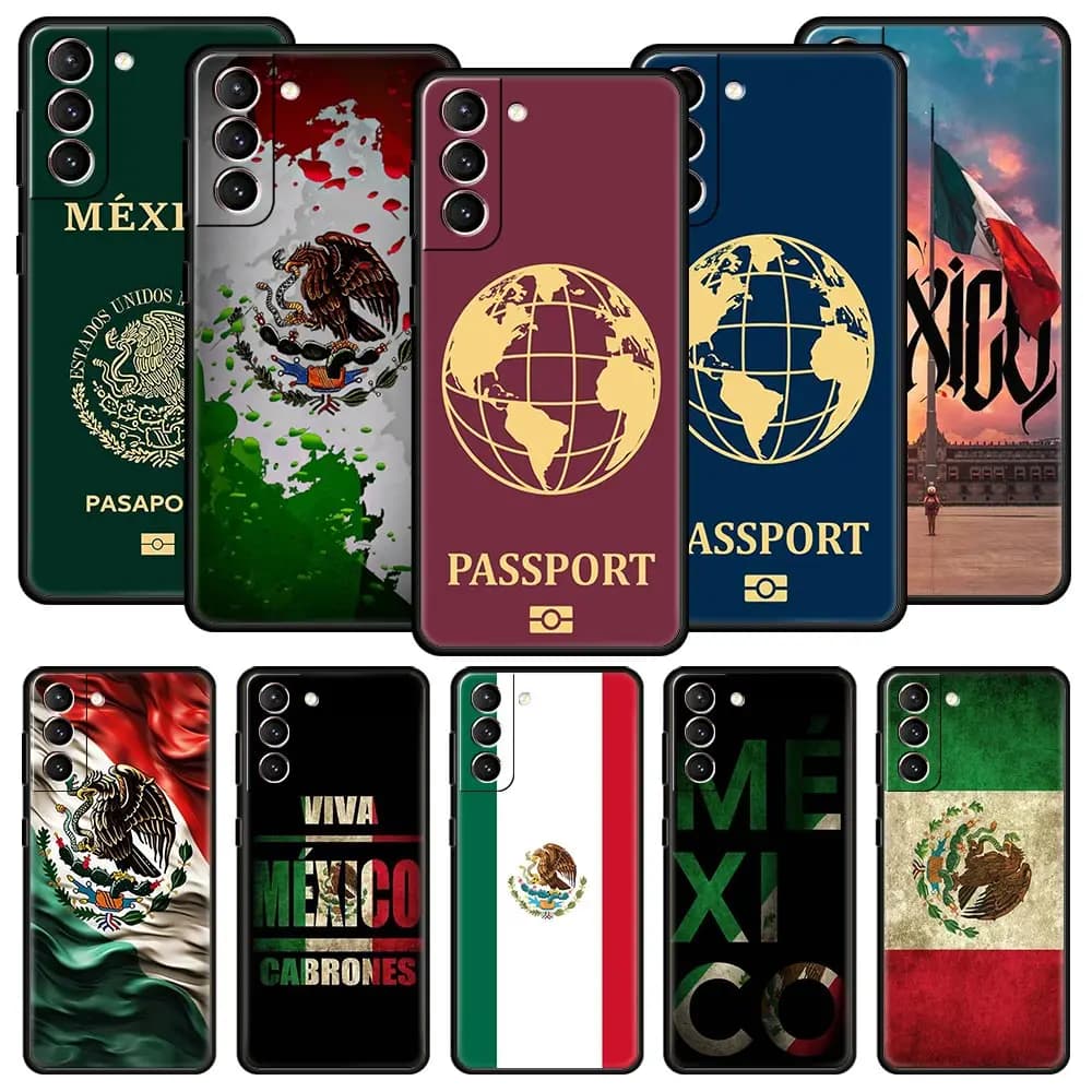 Mexico Passport Phone Case For Samsung Galaxy S24 S23 S22 S20 Ultra S21 FE 5G S10 S9 Plus S10E S8 Soft Silicone Cover