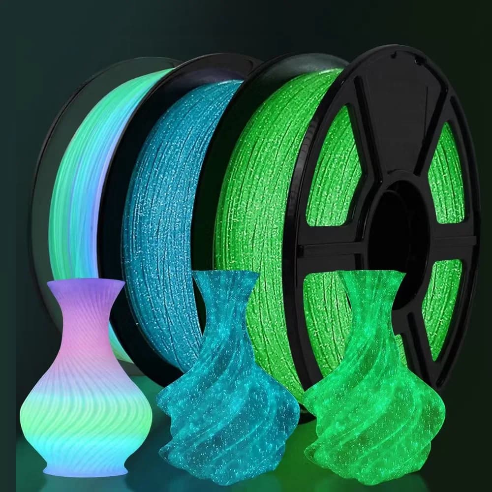 Filamento luminoso PLA 1kg/500g/250g 1.75mm Materiale stampante 3D Arcobaleno Cambia colore PLA Glow In the Dark Filamento Lucido Firefly