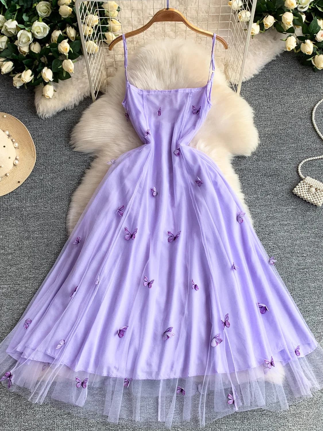 Sexy Backless Purple Dress Women's Summer Sleeveless Long Skirt High Waist Mesh Overlay A-Line Silhouette City Commute