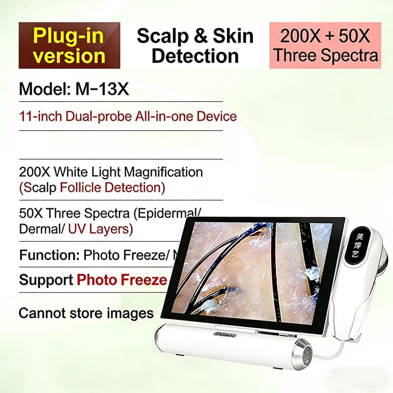 11 Inch HD Scalp Skin Analyzer 50X-200X Digital Microscope Hair Follicle Facial Pore Tester All-in-One Home Use Salon Equipment