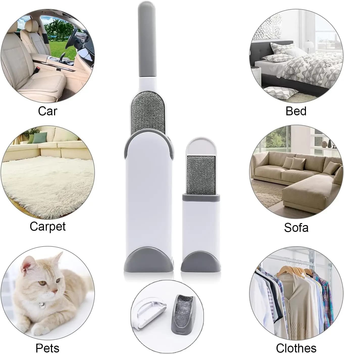 Pet Hair Remover for Clothes, Dog and Cat Hair Remover for Clothing, Lint Remover Brush for Couch Furniture Bedding and Car, Reusable Pet Fur Remover Better Than Lint Rollers Grey